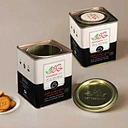 black and white tea tin